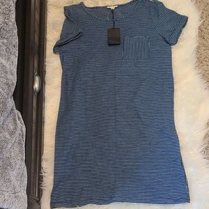 Navy & White striped t-shirt dress M